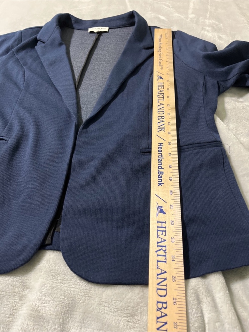 Skies Are Blue Curvy Women's 2X Navy Open Front Blazer Jacket 3/4 Sleeves - Picture 6 of 11